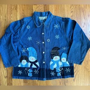 VINTAGE Keren Hart Denim Snowman Jacket